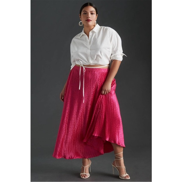 Anthropologie x Maeve • pleated shine women's midi skirt sz S - Picture 3 of 9